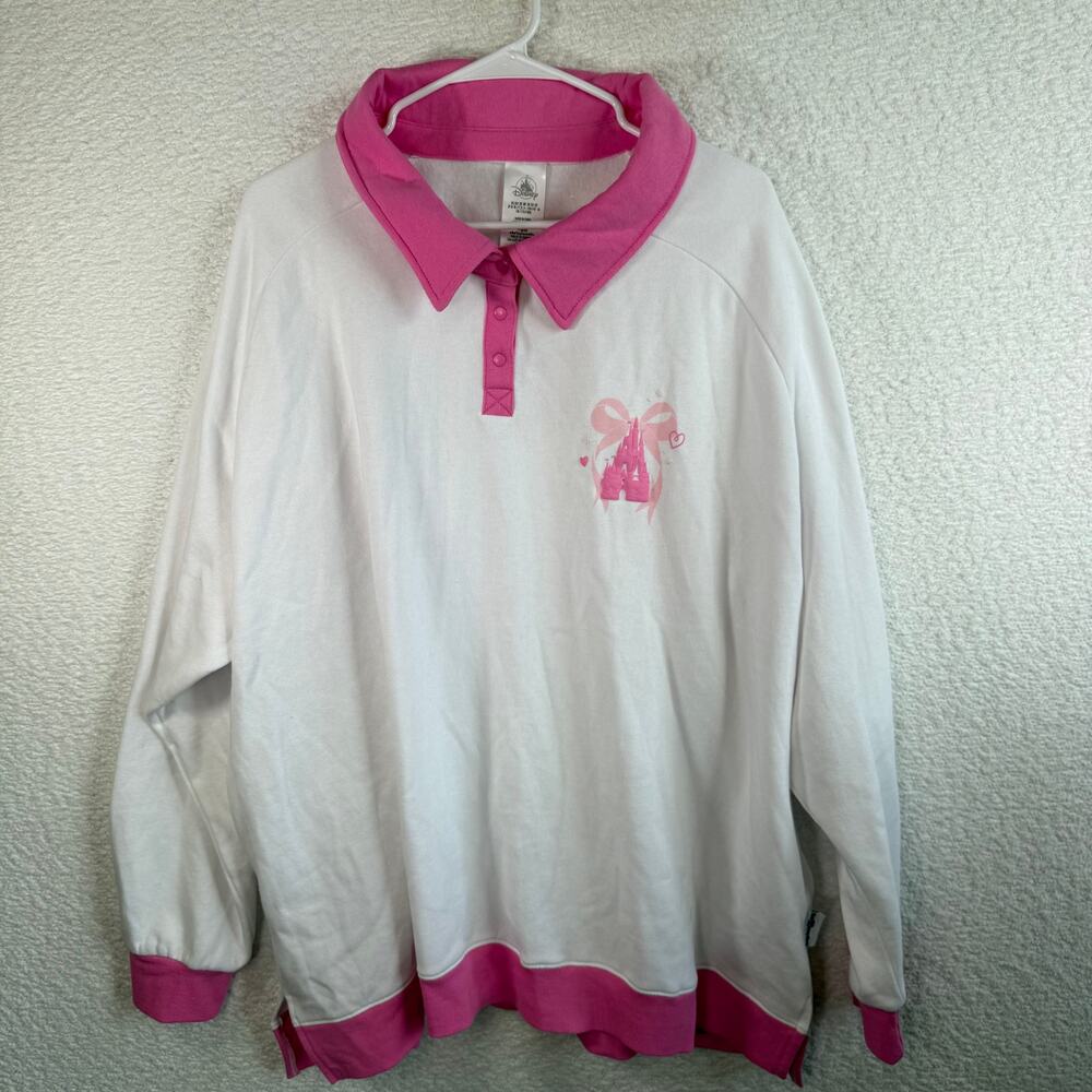 NWT Walt Disney World Castle Snap Collar Pullover white and pink size 3xl